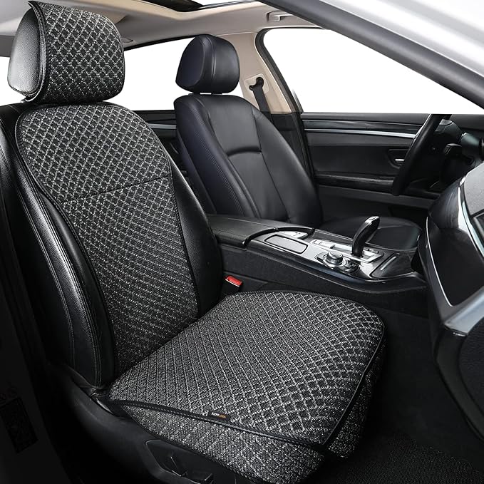 Breathable Car Seat Cover,Luxury Front Seat Cover,Durable and Non Slip,Polyester Silk Material, Universal Car Seat Cushion,Suitable for All Seasons,Airbag Compatible (Black，1PC)