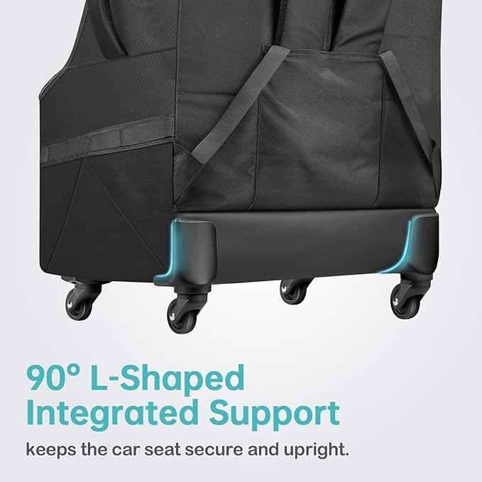 YOREPEK Padded Car Seat Travel Bag for Airplane with Wheels,Heavy Duty Carseat Bags for Air Travel,Rolling Airport Gate Check Bag,Travel Car Seat Backpack with Extra Storage for Baby Travel Essentails