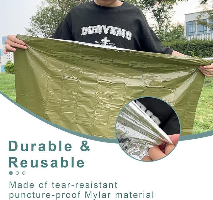 Emergency Sleeping Bag Survival Bag 3 Pack | Thermal Waterproof Mylar Bivy Sack for Adults | Portable Emergency Sleeping Bags for Survival, Extreme Cold, Camping, Hiking, and Outdoor Emergency Gear