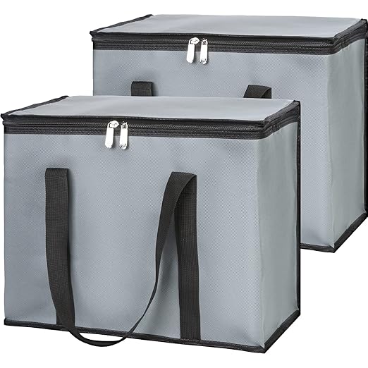 CIVJET 1-Pack Insulated Reusable Grocery Bags, X-Large Insulated Food Delivery Bag for Doordash/Catering/Uber Eats, Commercial Food Warmer for Shopping, Tote Cooler Bags, Dark Grey