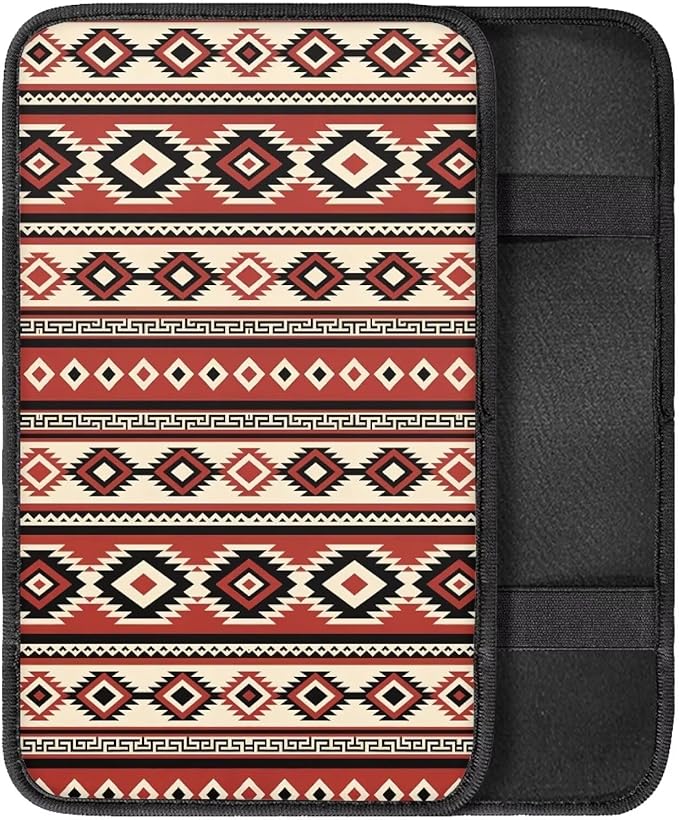 Aztec Auto Center Console Cover, Car Armrest Box Pad, Soft Auto Armrest Seat Box Cover Protector for Most Vehicle SUV Truck Cars