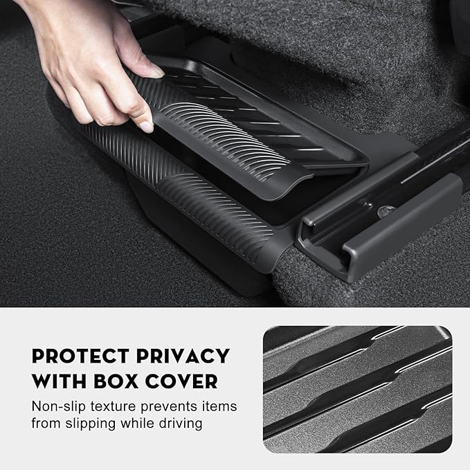 2026 New Model Y Juniper Backseat Trash Can Organizer TPE Storage Box with Anti-Slip Lid Cover Underseat Storage Tray for 2025-2026 Tesla Model Y Juniper Accessories