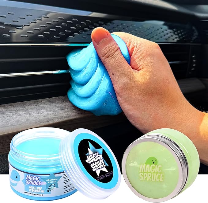 Magic Spruce Car Cleaning Gel Detailing Putty Interior Cleaner 2 Pack Car Slime Pc Laptop Computer Detail Tools Cleaning Accessories Stocking Stuffers for Men Women for Gifts for Men Women
