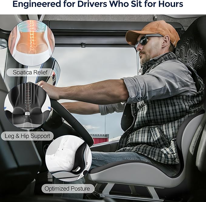 Seat Cushion for Office Chair Car, L-Shaped Ergonomic Seat Cushions,Memory Foam Orthopedic Cushion with Coccyx Hollow,Lumbar Support & Tailbone Pain Relief for Car, Truck, Home,Dark Gray & Light Gray