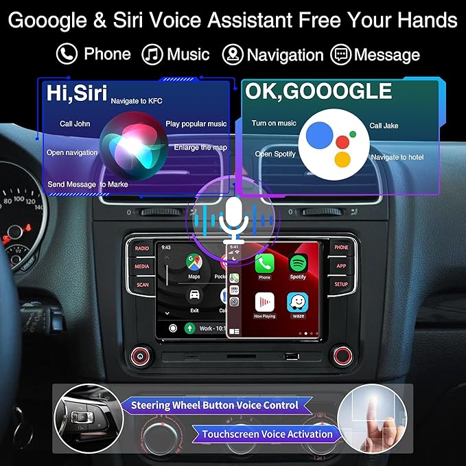 SCUMAXCON 6.5" Car Stereo RCD360 PROII RCD330 Carplay Android Auto Bluetooth FM USB SD OPS for VW Golf MK5 MK6 Passat Caddy Jetta Polo CC EOS (Backup Camera Deactivated)