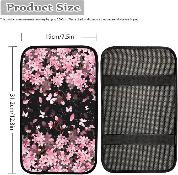 Dreaweet Car Center Console Cover Pink Cherry Blossoms Car Accessories Armrest Cover for Car Truck SUV Sedan for Women,Universal Armrest Cover for Car Center Console