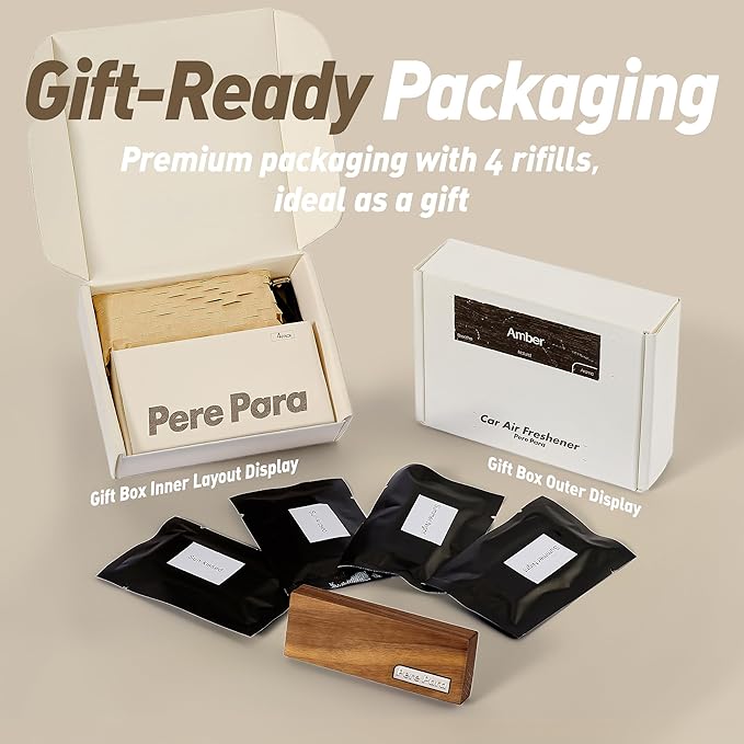 4 Packs Citrus Scented Natural Wood Vent Clips,【Brighten Cabin Mood】 Odor Refresh Car Scents Air Freshener Refills, Long Lasting Fragrance Diffuser, SUV Essentials Gift for Women