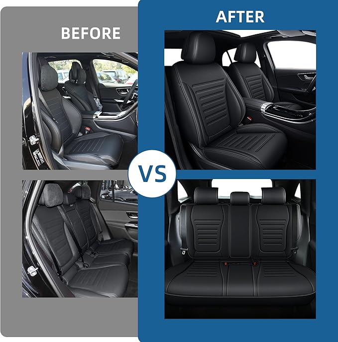 Seat Covers for Mercedes-Benz GLC 2023 2024 2025, Custom Fit All-Weather Car Seat Protectors Full Set, Waterproof Premium Leather, for 5-Seater Model - Black
