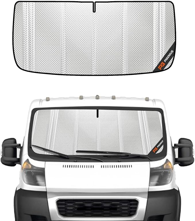 Windshield Sun Shade for Dodge Promaster 2014-2025. Full Coverage Rearview Mirror Shade for Ultimate Protection