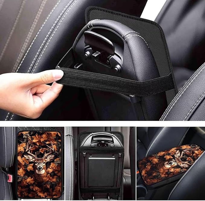 Deer Car Center Console Cover Pad Cute Arm Rest Cover for Cars Car Armrest Covers Protector for Car Armrest Storage Box Universal Auto Interior Accessories