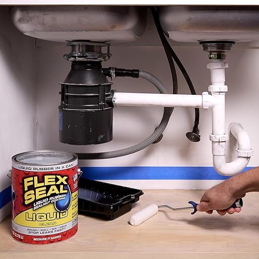 Flex Seal Liquid, Rubber Coating Sealant, Waterproof, Flexible, Breathable, and UV Resistant, Roof Repair, Basements, RV, Campers, Trailers, Marine, EPDM, Masonry, Clear, 1 Gallon