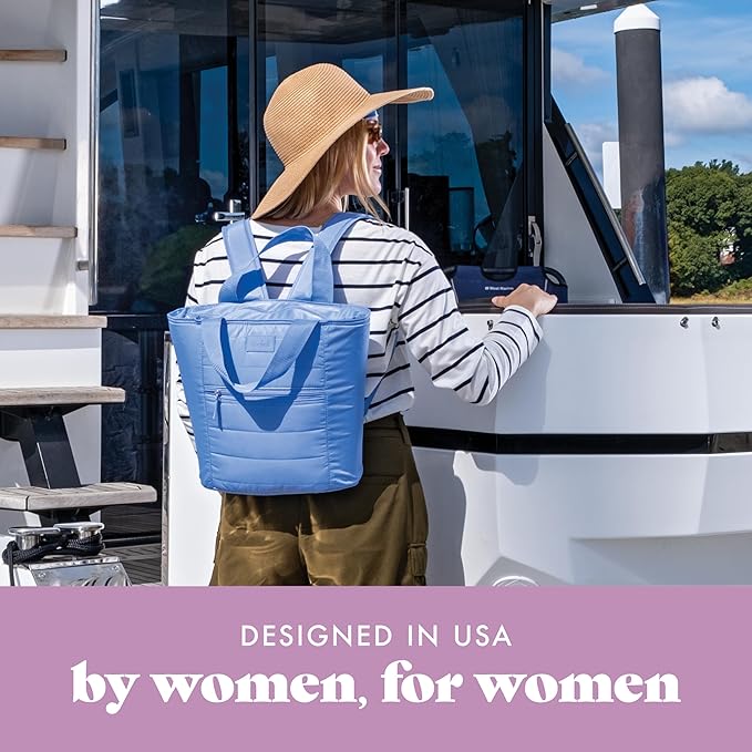 Fit & Fresh Mari Cooler Backpack for Women, Insulated Leakproof Soft Cooler Bag (12 Can), Lunch Tote, Beach Cooler, Lightweight Travel Picnic Tote, Cornflower