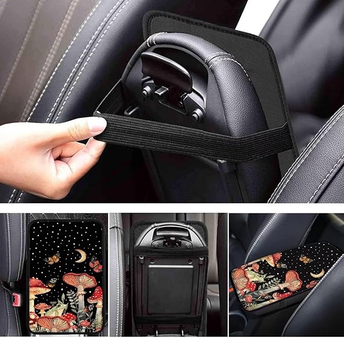 Dreaweet Car Center Console Cover Cute Mushroom Car Accessories for Women Girly Universal Car Armrest Cover for Truck SUV Sedan,Car Arm Rest Cover Pad