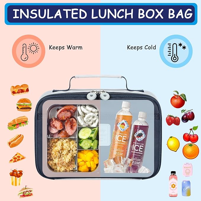 CAMTOP Lunch Box Kids Boys Insulated Lunch Cooler Bag Reusable Lunch Tote Kit for School Travel