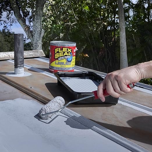 Flex Seal Liquid, Rubber Coating Sealant, Waterproof, Flexible, Breathable, and UV Resistant, Roof Repair, Basements, RV, Campers, Trailers, Marine, EPDM, Masonry, Gray, 1 Gallon