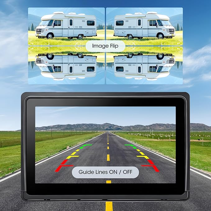 Wireless RV Backup Camera System 7" 1080P Touch Screen & 3 Cameras, Compatible with Furrion Pre-Wired Plug, DVR Monitor & Waterproof Night Vision Rear Side View Camera for Trailer Truck, A13