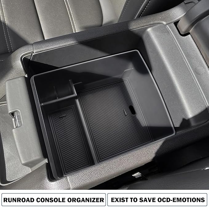 RUNROAD Center Console Organizer Compatible with GMC Acadia 2017-2023 Accessories, Insert Armrest Storage Tray Console Organizer Secondary Storage Box, Black