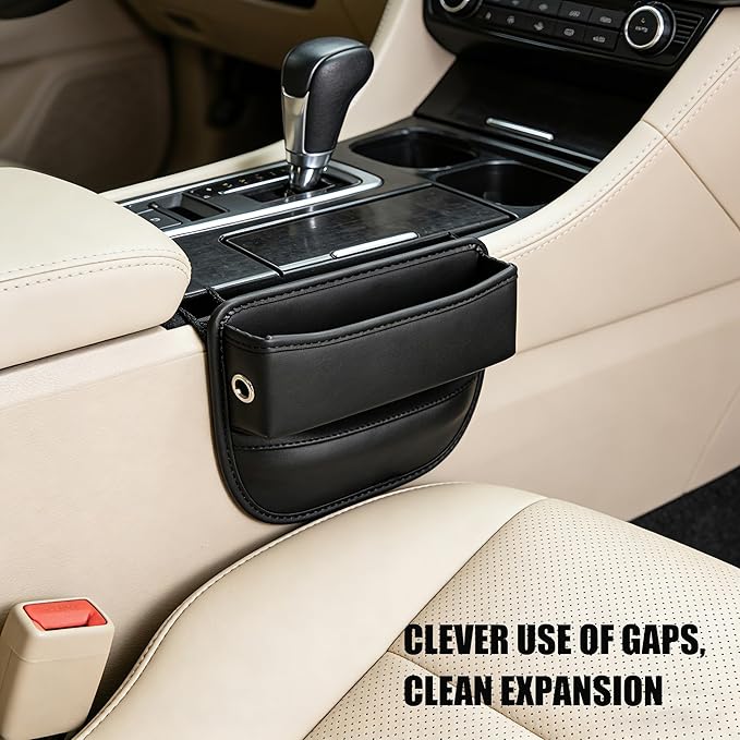 2 Pack Car Seat Gap Filler Organizer,Premium Leather Console Organizer Interior Accessories for Phone,Sunglasses,Keys, and Small Items, Universal Fit for Car, SUV and Truck