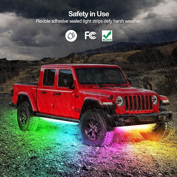 Yielinth Underglow Kit, RGB-IC Under Car Lights With Dream Color Dancing Chasing, 213 Scene Modes, App and Remote Control, 5 Music Modes LED Lights for All Cars