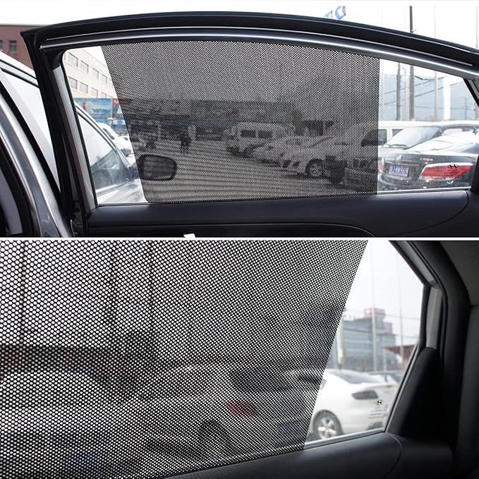 Car Side Window Sunshade, 4 PCS Static Cling Films Stickers Sun Shade UV Rays Privacy Protector, Reuseable Washable Sun Shade for Most Cars, Vhicles, SUV