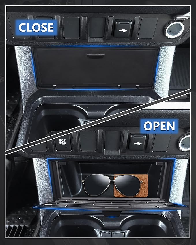 Center Console Hidden Storage Cover for Toyota Tacoma 2016-2023 Accessories, for Wireless Charging & Non Charging Models- Center Console Privacy Cover Protector Anti-Dust Organizer