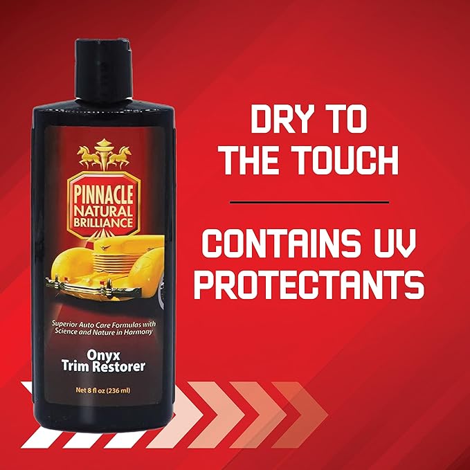 Pinnacle Natural Brilliance Onyx Trim Restorer | Silicone-Free Formula for Black Plastic & Vinyl Trim | Restores Depth & Matte Finish | Long-Lasting Protection | PIN-385 | 8 oz