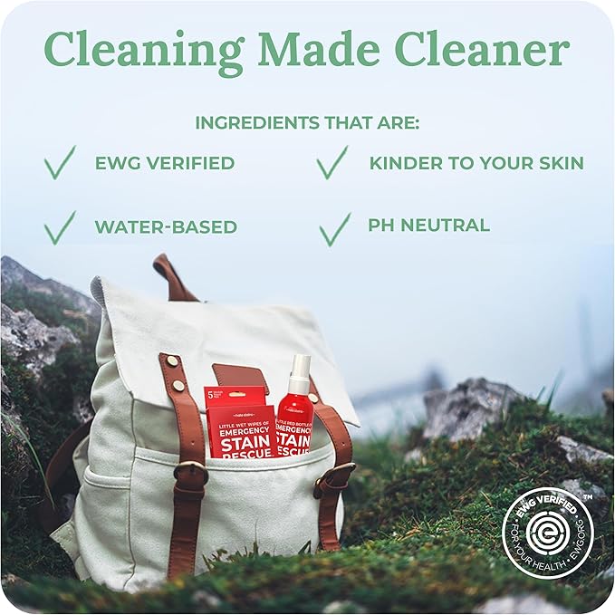Emergency Stain Rescue Stain Remover Spray - Wine & Coffee Stain Removal - On-the-Go Wipes for Carpets & Upholstery - No Added Phosphates Fabric Spot Remover - 0.36 Fl Oz Spray & 10 Wipes (11 Count)