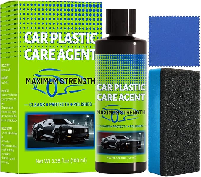 Plastic Restorer for Car Plastic Care Agent kit, Automotive Exterior and Interior Trim Scratch Remover Kit, Bring Plastic, Rubber, and Vinyl Back to Life! Safe Auto Detailing Supplies, 3.38 Fl.oz