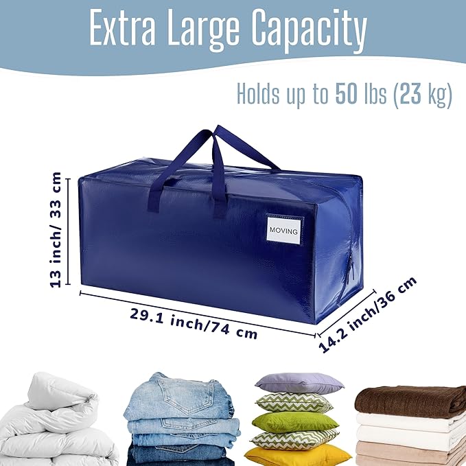 VENO 20 Pack Heavy Duty Moving Bags with Backpack Straps, Zippers & Handles, Extra Large Packing Bags for College Dorm Essentials, Moving Supplies Alternative to Cardboard Moving Boxes