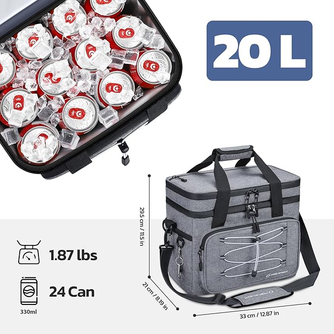 Maelstrom Portable Collapsible Soft Cooler Bag – 24/30/60 Cans Double-Deck Leakproof Ice Chest for Beach, Camping & Grocery