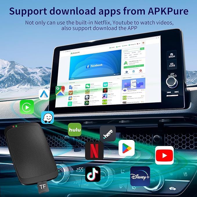 Magic Box 3.0 Support YouTube/Netflix, 2025 Upgraded 4 in 1 Wireless CarPlay Adapter, Smart Netflix carplay Adapter Ai Box, Car Video Box
