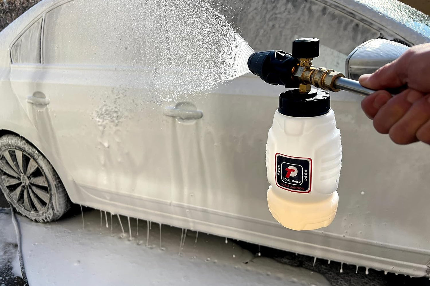Tool Daily Foam Cannon, 1/4 Inch Quick Connect, Power Washer Foam Cannon with 5 Pressure Washer Nozzles,1 Liter