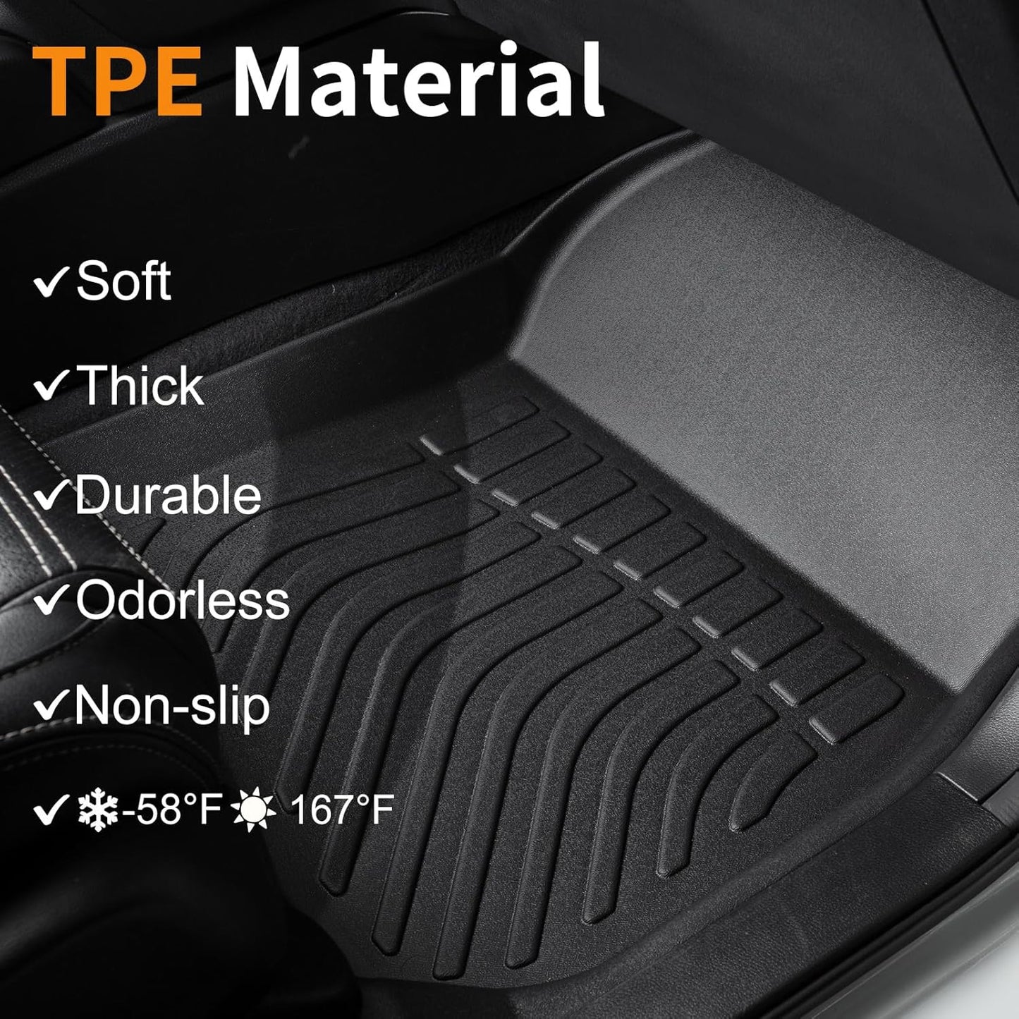 Binmotor-Floor Mats & Cargo Liner Set for Buick Envision 2021-2025, 2 Rows with Cargo Mat TPE Rubber Liners for Buick Envision Accessories Mats Trunk Mat-Black