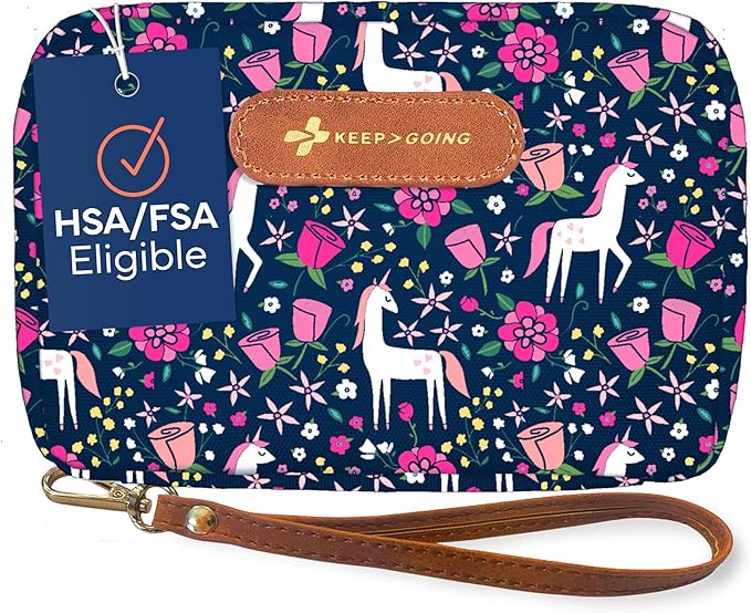 KeepGoing Travel First Aid Kit for Kids – 130 Pc. for Car, Home, Purse, Diaper Bag & Backpack with Latex-Free Bandages - Mini First Aid Kit Travel Size TSA-Approved