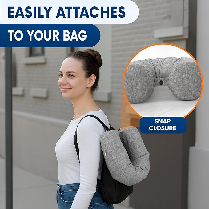 Memory Foam Neck Pillow Travel Airplane - Comfortable & Adjustable Twist Airplane Pillow for Long Flight with Soft Washable Velvet Cover, Eye Mask & Earplugs | 360° Neck Support, Chin, Lumbar