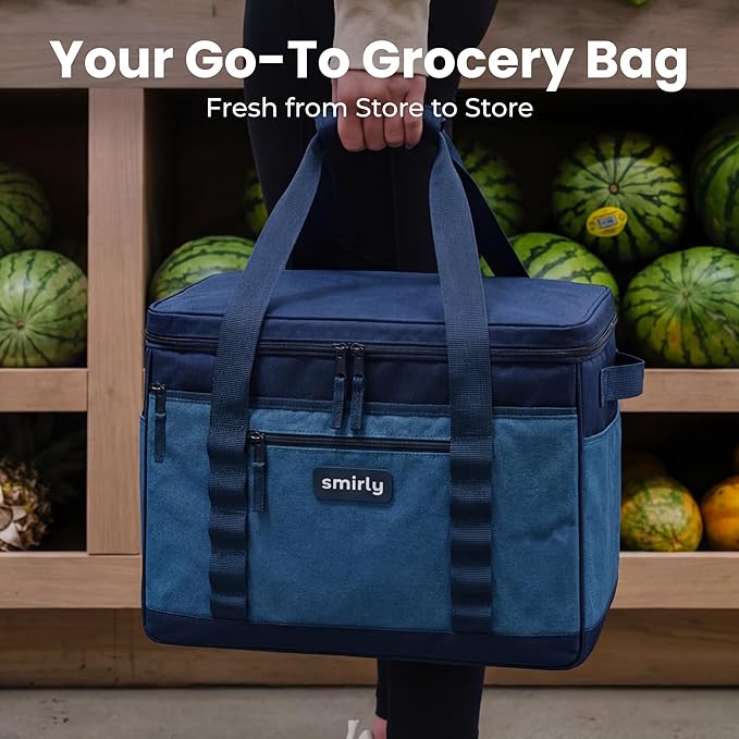 SMIRLY Cooler Bags Insulated – Collapsible Cooler, Portable Leakproof and Soft Sided - Large Foldable Ice Chest for Camping, Beach, Travel, Picnic, Car, Grocery