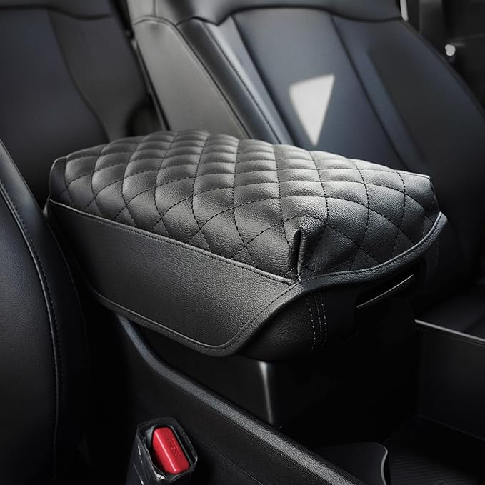 KMMOTORS Compatible with Kia Sportage(NQ5), 2023-2025 Center Console Cover Black, Armrest Cushion, Car Accessories for Sportage NQ5, Vegan Leather, Protect from Scratch, Pet Claws