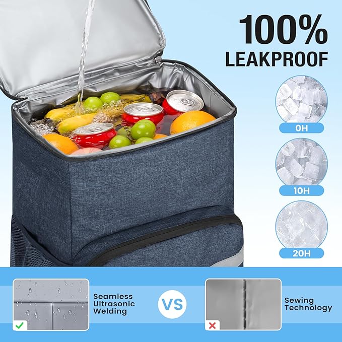 Backpack Cooler - 54 Cans Insulated Leak Proof Cooler Backpack for Men & Women, Cooler Bag Portable Picnic Camping Beach Hiking BBQ Lunch Backpack for Men and Women -Blue