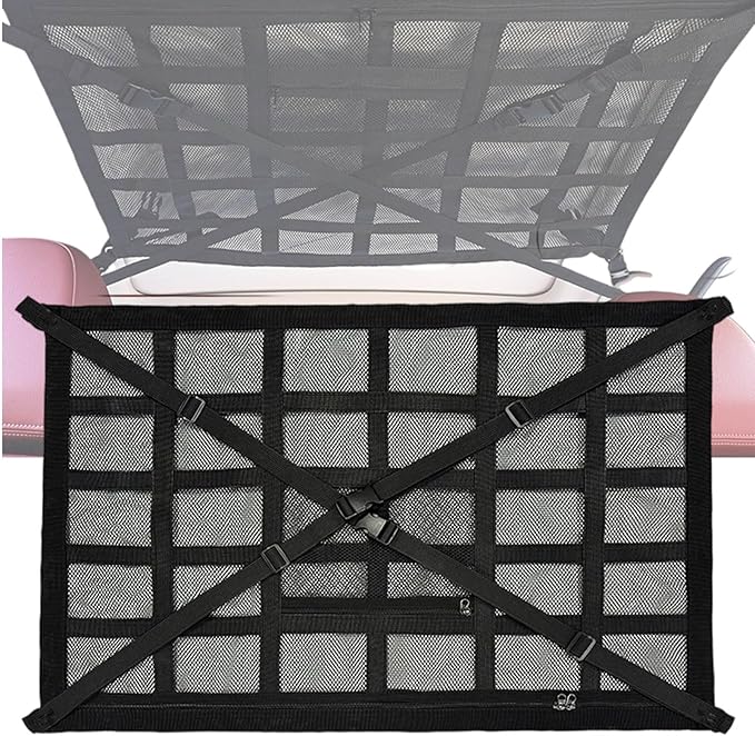 Overhead Car Organizer, Compatible with Ford F-150 XL/Raptor 2010-2025 Car Roof Storage Net Universal Car Ceiling Storage for Camping Storage Bag,Black-Large