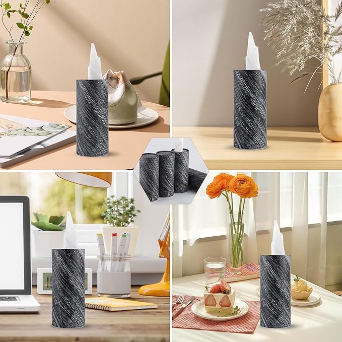 SINGARO Car Tissue Holder, 4 Pack Car Cup Holder Facial Tissues with Travel Tissue Bag, Quick and Convenient Flower Combination Car Tissue Box(4 Canisters/200 Tissues) Gray