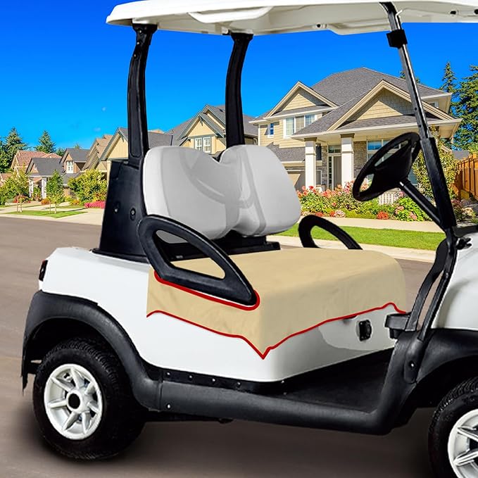 Golf Cart Seat Covers, Breathable Golf Cart Seat Towel Blanket, Keeps Seats Dry & Comfortable in All Weather, Universal 51"x30" for EZGO, Yamaha, Club Car and More 2/4-seats Cart, Khaki