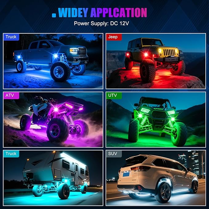 LED Rock Lights for Trucks 14 Pods,RGB Rocklights with App & Remote Control, Underglow Rock Light Kit for Trucks UTV ATV Golf Cart RZR