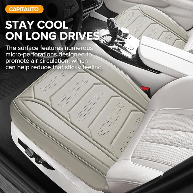 2 Pack Front Leatherette Seat Covers Faux Leather Bottom Car Seat Covers, Super Breathable,Anti-Slip,Universal Seat Covers for Cars,Full Wrapping Edge Fit for Most Sedans SUV Pick-up (2 Pack Gray)