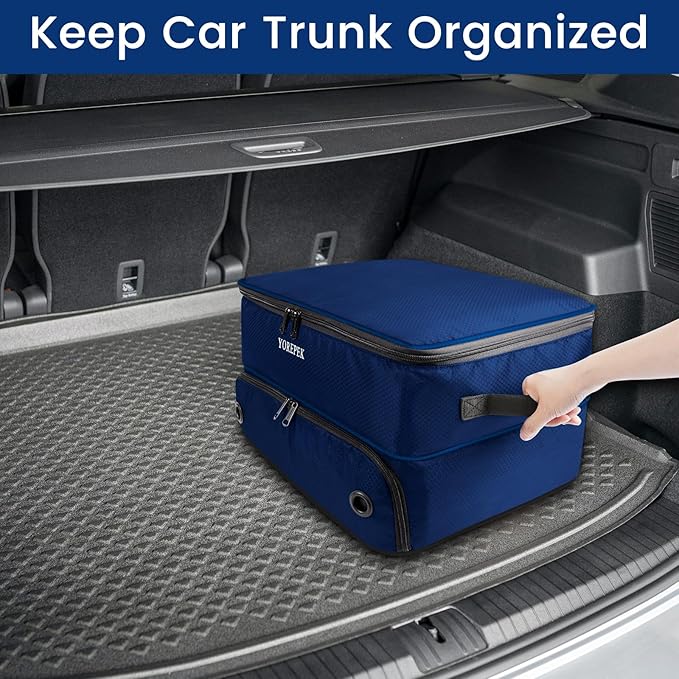 YOREPEK 2 Layer Golf Trunk Organizer, Golf Gifts for Men with Separate Ventilated Compartment for 2 Pair Shoes, Waterproof Car Trunk Locker for Balls, Tees, Clothes, Gloves, Gifts for Golfers