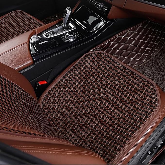Cooling&Breathable 3D Air Mesh Car Seat Cushion for Summer, Universal Ventilated Comfortable Seat Pad, Suitable for Sedans,Vans,Pickup,Trucks,Suvs (Brown-1PcsBackCushion+1PcsSeatPad)