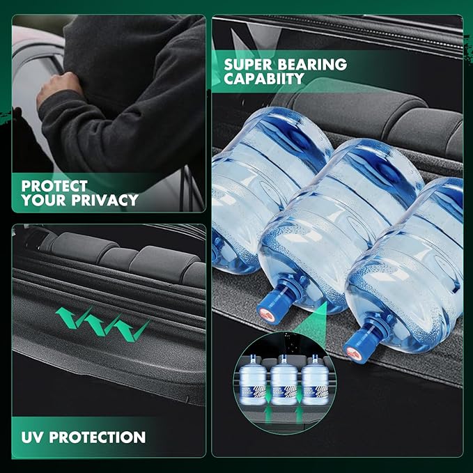Cargo Cover for 2014-2017 Fit for Ford Fiesta 1.0L 2011-2019 Fit for Ford Fiesta 1.6L Retractable Rear Trunk Cargo Shade Luggage Security Cover Shielding Waterproof