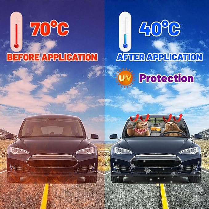 Funny Bear Driving Car Windshield Sun Shade Umbrella Fun Bear Sunshades for Car Windshield Upgraded Sun Visor Protector for Sedan SUV Most Vehicles Printed Front Window Shades