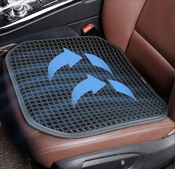 New Summer Cooling Ventilated Big Air Mesh Seat Cushion Pad for Car,Universal Breathable Vented Seat Cover Fits Car SUV Truck Van Pickup for Driving Seat(Black-SeatCushion-1Pcs)