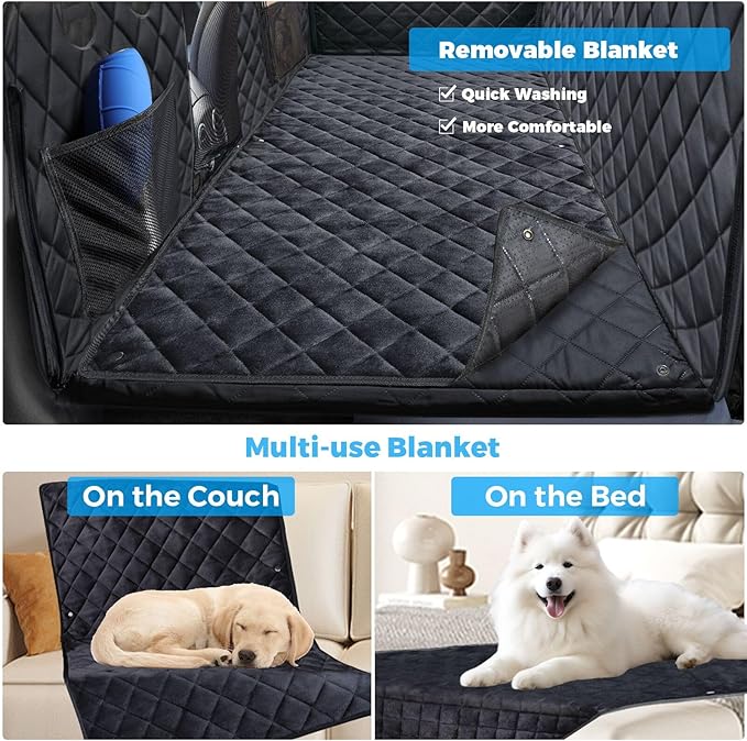 URPOWER 2026 Upgraded Back Seat Extender for Dogs - Large Hard Bottom Dog Car Seat Cover Holds 550lbs, Waterproof Dog Hammock Pet Bed with High-Density Foam Non-Slip Backseat Protector