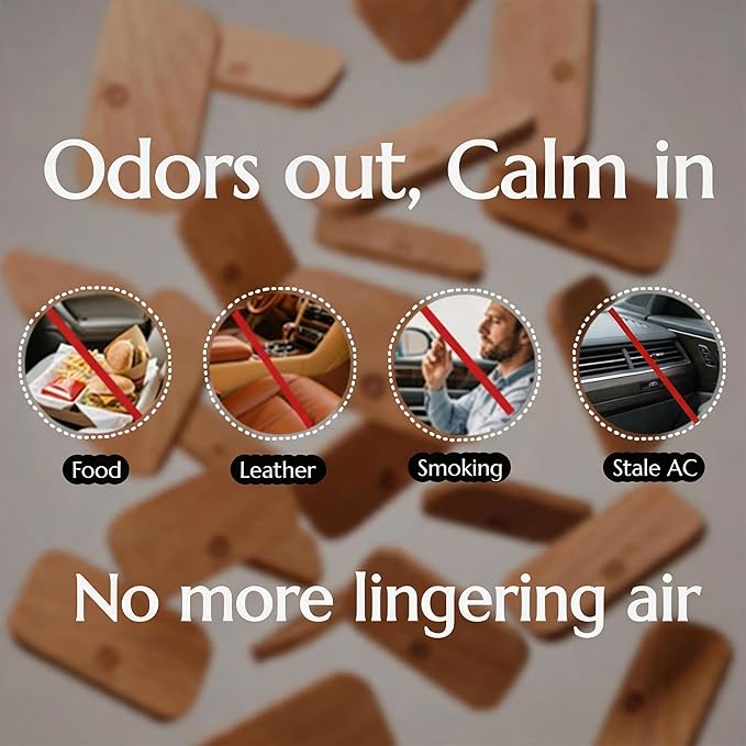 Car Air Freshener - Wood Air Freshener for Visor Clip - Long Lasting Car Odor Eliminator - Vehicle Scent Diffuser - Variety Scent Refill (Sandalwood - Cologne - Lime, CLIP INCLUDED)